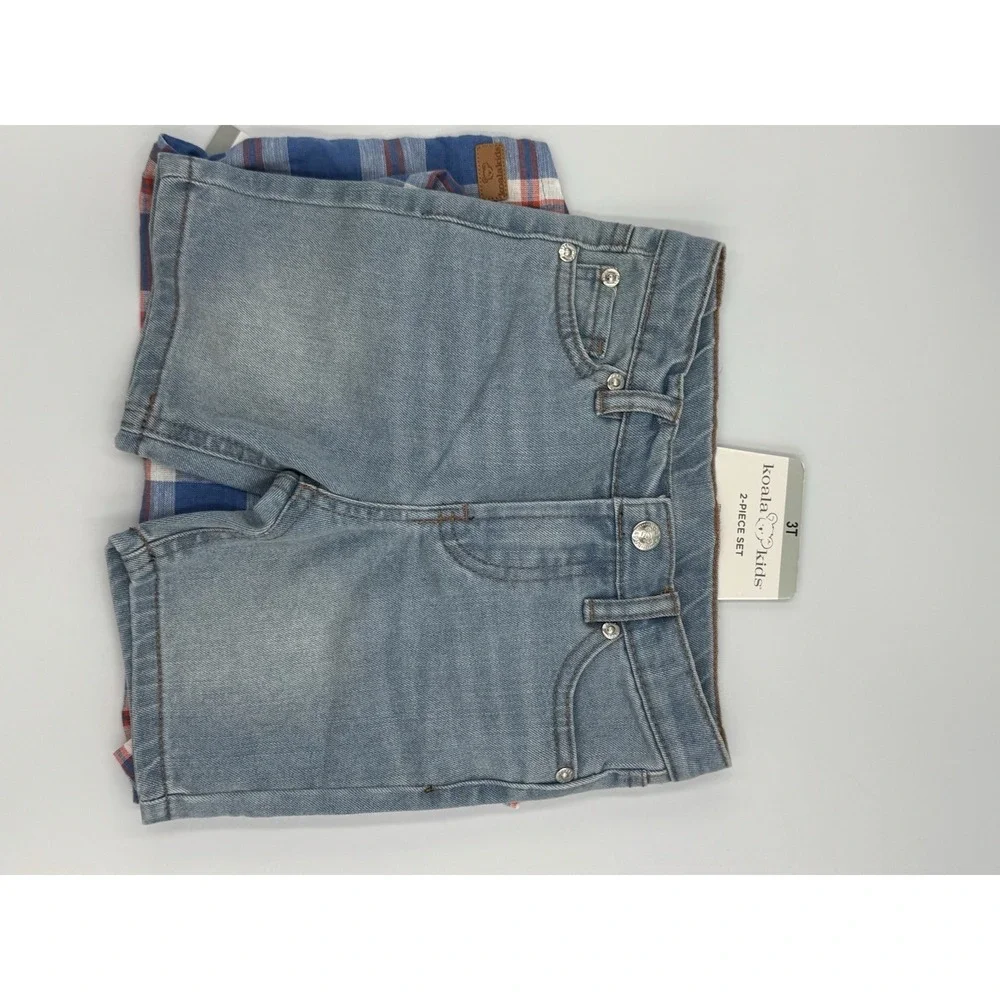 Koala Kids Boys Girls Shirt Shorts Blue Multicolor 2-Piece Set Unisex, 3T - Picture 2 of 3